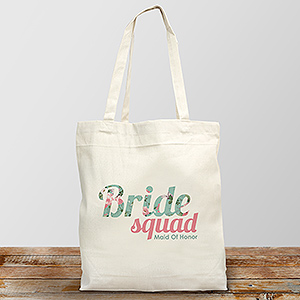 Personalized Bride Squad Canvas Tote