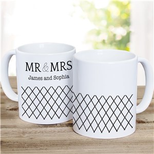 Personalized Geometric Mr. & Mrs. Coffee Mug