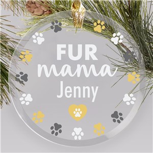 Personalized Fur Mama Jade Glass Round Ornament