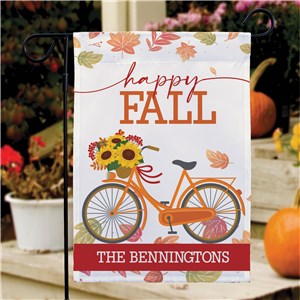 Personalized Happy Fall Bike Garden Flag