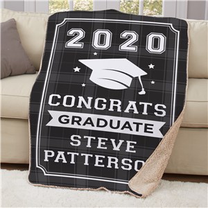 Personalized Congrats Graduate Sherpa Blanket