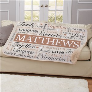 Personalized Family Word Art 50 x 60 Sherpa Blanket