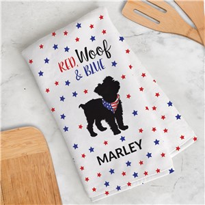 Personalized Red, Woof & Blue Dish Towel