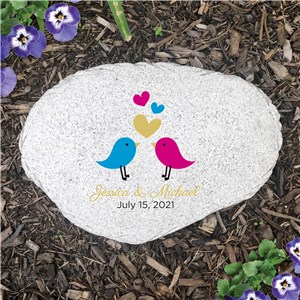 Personalized Love Birds Flat Garden Stone