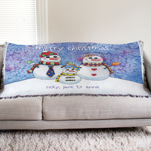 Personalized Snowman Family Tapestry Throw