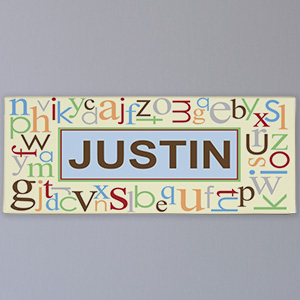Personalized Blue Alphabet Name Wall Canvas