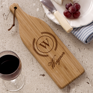 Engraved Initial Large Wine Bottle Cutting Board