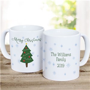 Personalized Family Name Christmas Tree Coffee Mug