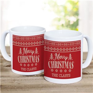 Personalized Merry Christmas Red Sweater Pattern Coffee Mug