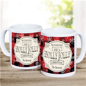 Personalized Wishing You A Holly Jolly Christmas Coffee Mug