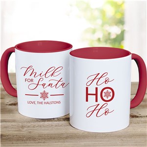 Personalized Milk for Santa Red Handle Mug