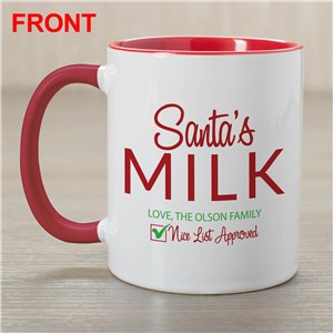 Personalized Santa's Milk Red Handle Mug