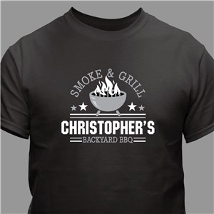 Personalized Smoke & Grill Black T-Shirt