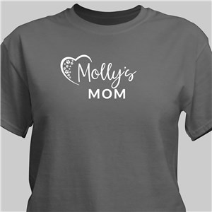 Personalized Paw Prints in Hearts Charcoal Gray T-Shirt