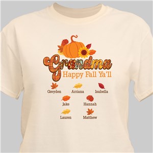 Personalized Grandma Happy Fall Y'all T-shirt