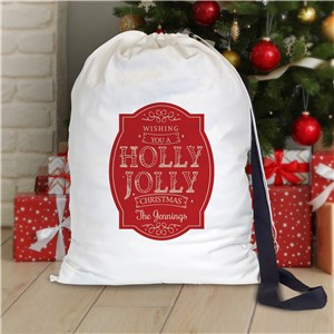 Personalized Wishing You A Holly Jolly Christmas Gift Bag