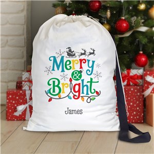 Personalized Merry & Bright with lights Gift Bag