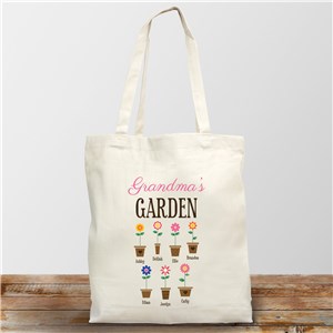 Personalized Grandma's Garden Flower Pots Natural Canvas Tote Bag