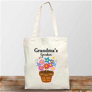  Personalized Grandma's Garden Flower Pot  Natural Canvas Tote Bag