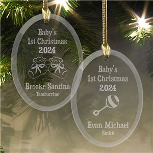 Baby's First Christmas Ornament | Glass Oval Ornament