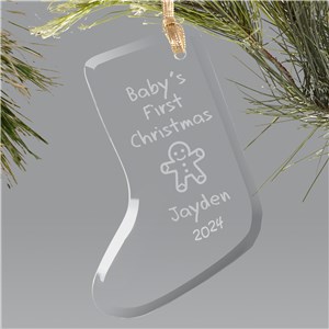 Baby's 1st Christmas Ornament - Glass Stocking