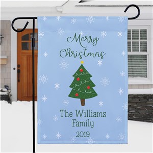 Personalized Family Name Christmas Tree Garden Flag