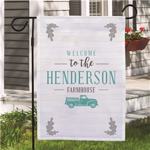 Personalized Welcome Truck Gingham 12x18 Garden Flag