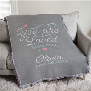 Personalized You Are Loved Little One Girl Afghan Throw