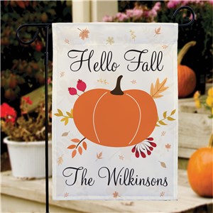 Personalized Hello Fall Pumpkin Garden Flag