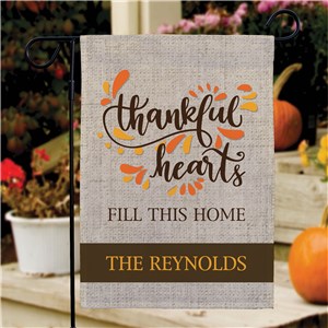 Personalized Thankful Hearts Garden Flag