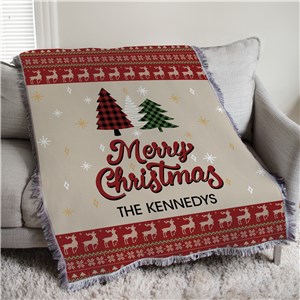 Personalized Sweater Pattern Merry Christmas 50x60 Afghan Throw