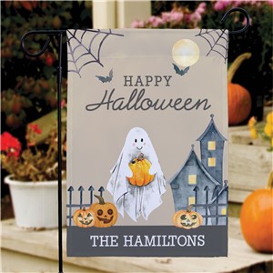 Personalized Neautral Happy Halloween Garden Flag
