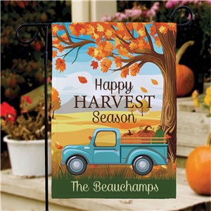 Personalized Blue Truck Fall Garden Flag
