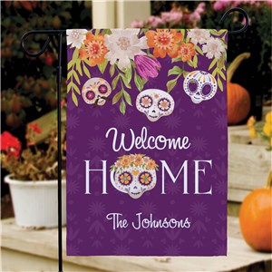 Personalized Floral Sugar Skulls Garden Flag