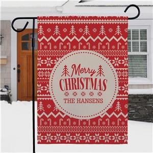 Personalized Merry Christmas Red Sweater Pattern Garden Flag