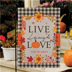 Personalized Live Laugh Love with pumpkin in Love Garden Flag