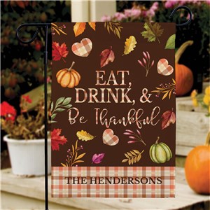 Personalized Eat Drink & Be Thankful Garden Flag