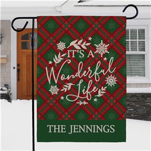 Personalized It's A Wonderful Life Plaid Garden Flag