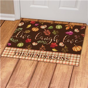 Personalized Live Laugh Love with Fall Icons Doormat