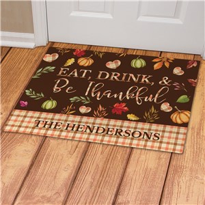 Personalized Eat Drink & Be Thankful Doormat