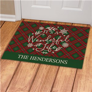 Personalized It's A Wonderful Life Plaid Doormat