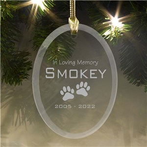 Pet Memorial Glass Holiday Ornament