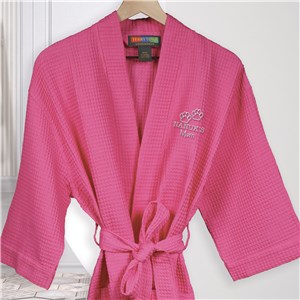 Embroidered 2 Paws Outlined  HOT PINK Waffle Robe