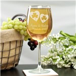 Personalized Shamrock Hearts Wine Glass L134790