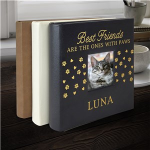 Engraved Best Friends are the ones with paws Leatherette Photo Album