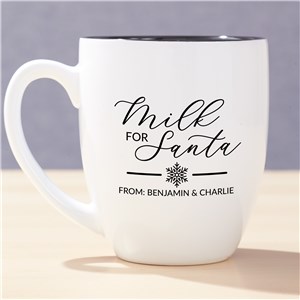 Engraved Milk for Santa Script White Bistro Mug