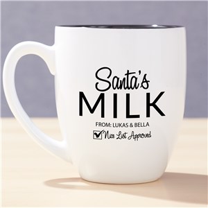 Engraved Santa's Milk White Bistro Mug