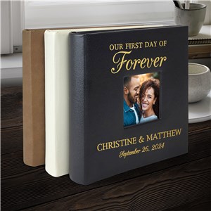 Engraved Our First Day of Forever Leatherette Photo Album