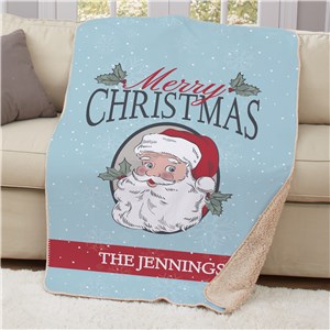 Personalized Merry Christmas Santa 37x57 Sherpa Blanket