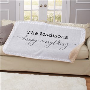 Personalized Happy Everything Sherpa Blanket